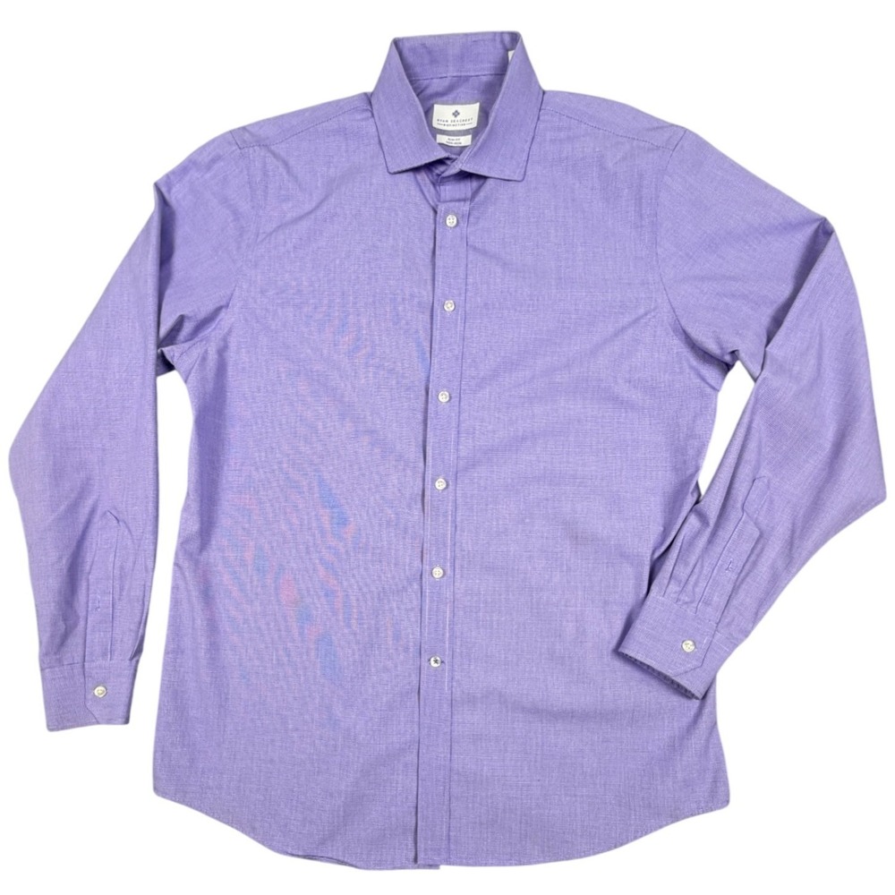 Ryan Seacrest Distinction Mens Purple Slim Fit Non-Iron Dress Shirt 16.5 34/35 L